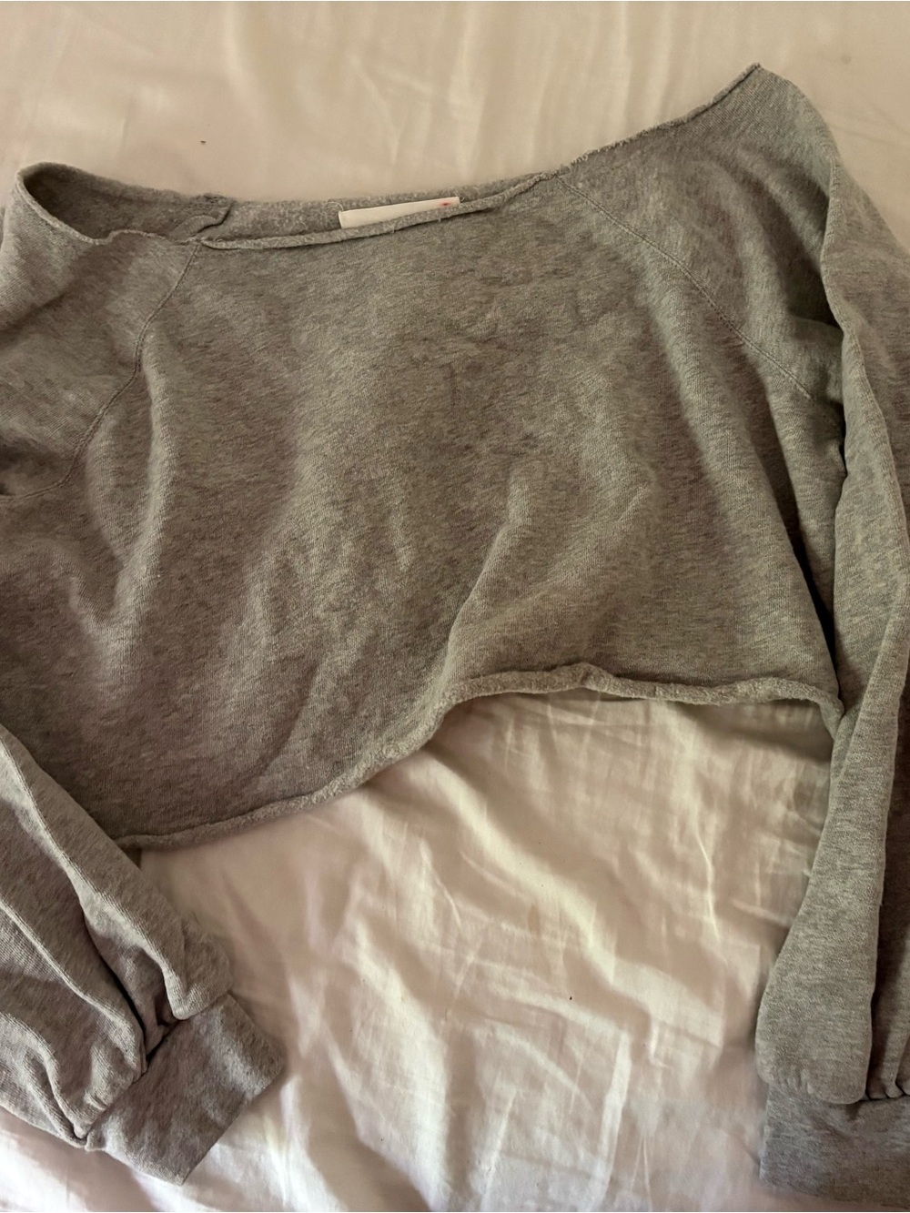Anthropologie Off Shoulder Gray Long-Sleeve Sweatshirt